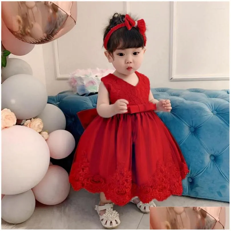 Girl`S Dresses Girl Dresses Lace 1 2 3 4 5 Year Baby Clothes Born Princess For 1St Birthday Party Dress Commnuion Infant Christening G Dh9Nd