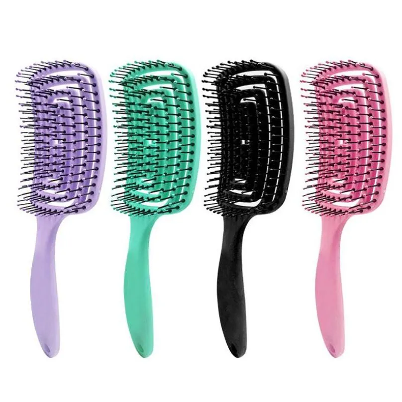 Hair Brushes Scalp Mas Large Bending Combs Detangling Brush Natural Hair Octopus Hollow Arc Incense Comb Set Drop Delivery Hair Produc Dhand