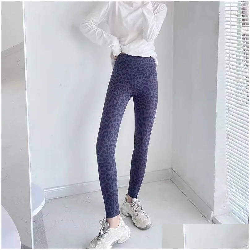 Yoga Outfit Ll Leopard Align Leggings Yoga Pant Womens High Waist Sweatpants Cheetah Sports Fitness Ninth Tight Pants 25 Drop Delivery Dh8Cg