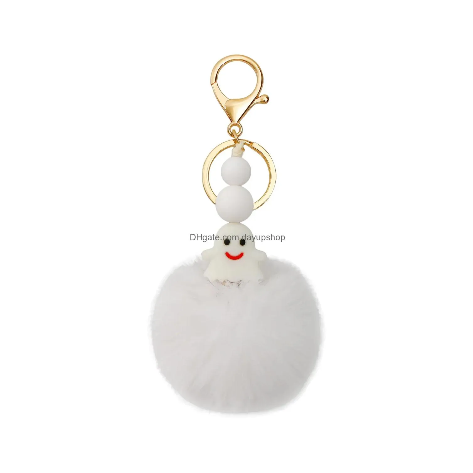 Key Rings Fur Ball P Hangers Keychain Fluffy Ghost Halloween Bag Pendant Keyring Holder Hangs Fashion Drop Delivery Jewelry Dhw7K