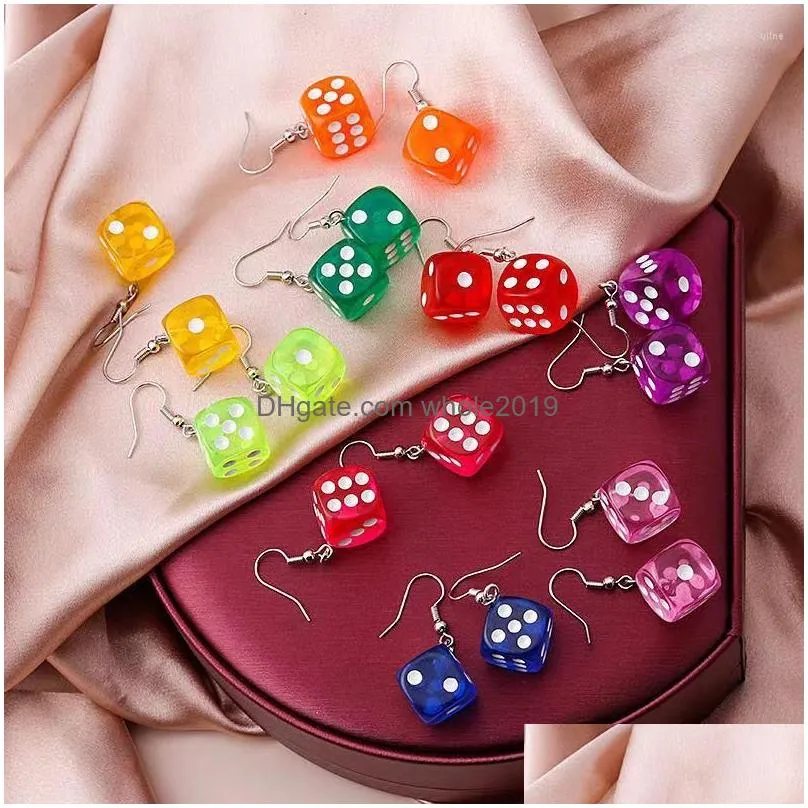 Charms 10Pcs 14Mm 10 Colors Transparent Dice Miniature Figurine Resin Craft Pendant For Earrings Jewelry Making Diy Accessories Drop Dhew9