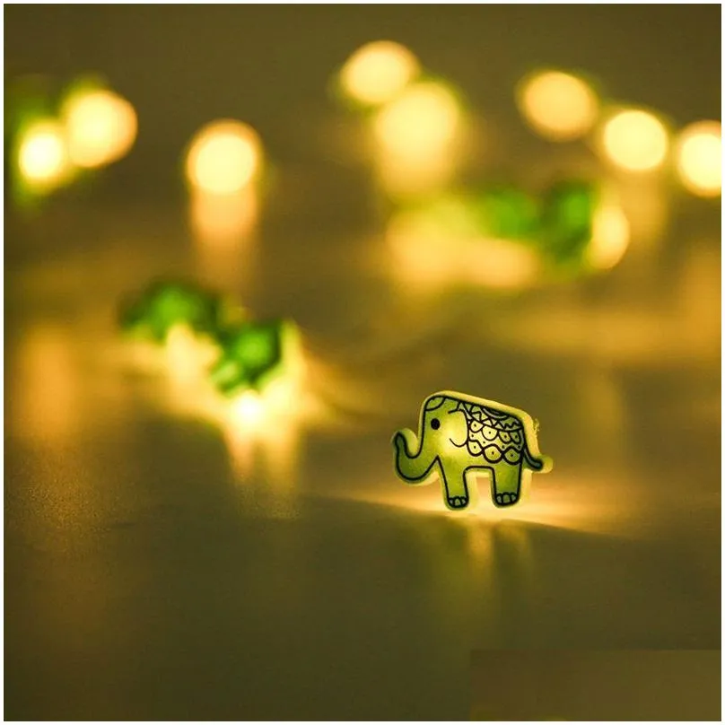 Led Strings Brelong String Light 2M 20 Leds Green Elephant Decoration Lighting Battery Power Easy Installment Outdoor Wedding Holiday Dhcrd