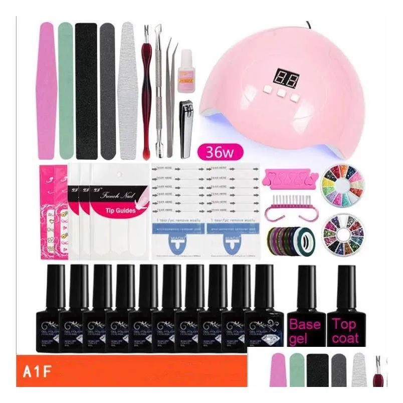Nail Art Kits Manicure Set For Nail Kit With 24W/36W Led Lamp Of Electric Nails Drill Gel Polish Art Drop Delivery Health Beauty Nail Dhwcw