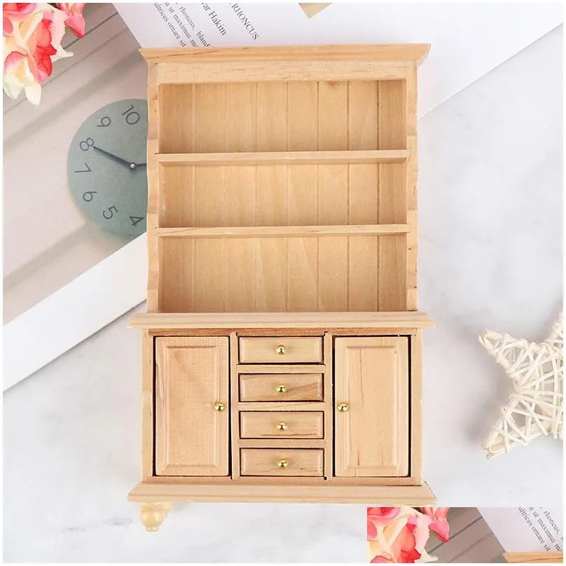 Kitchens & Play Food Miniature Wooden Chinese Classical Wardrobe Mini Cabinet Bedroom Furniture Kits Home Living For 1 12 Scale Dollho Dhegx