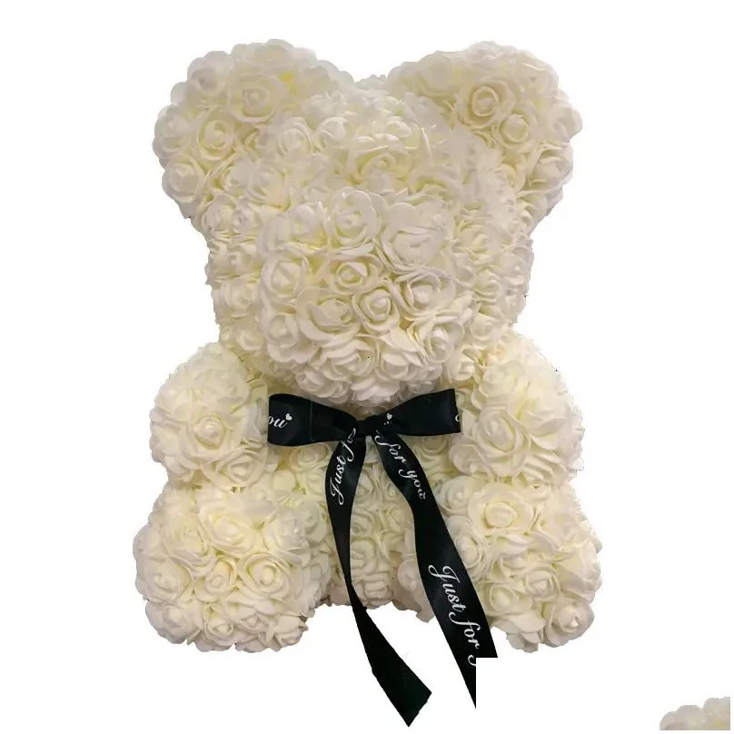 Decorative Flowers & Wreaths Decorative Flowers Wreaths Drop 2540Cm Teddy Rose Bear Artificial For Women Valentines Wedding Christmas Dhrqc