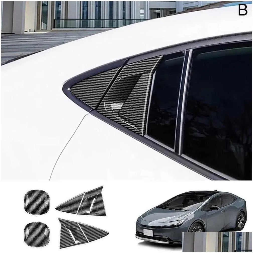 Other Interior Accessories New For Prius 60 Series 2023 2024 Abs Black Carbonfiber Rear Door Handle Bowl Frame Triangle Trim External Dh2Vf