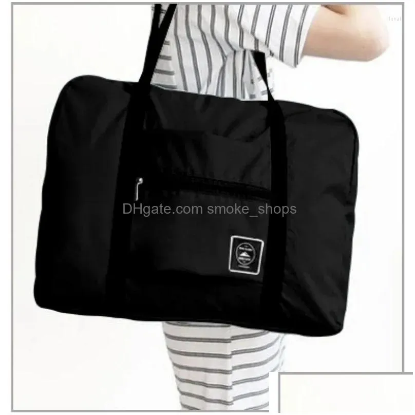 Storage Bags Travel Womens Stock Nylon Foldable Portable Handbags Waterproof Lage Tote Organizer For Clothing Drop Delivery Home Gar Dh2Ju