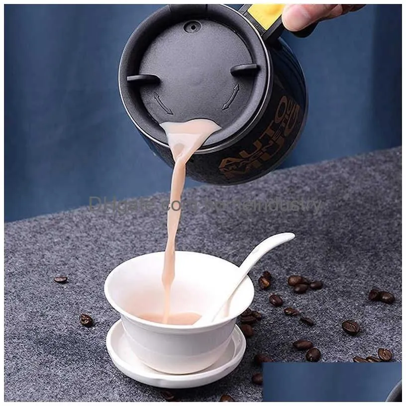Mugs Electric Self Stirring Coffee Mug Cup Matic Mixing Spinning Stainless Steel Home Office Travel Mixer Milk Drop Delivery Home Gard Dhgk3