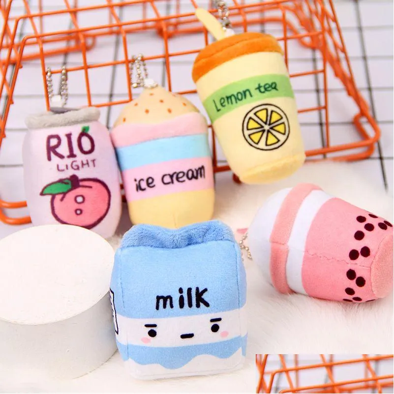 10cm cute fruit bubble tea keychain soft plush toy pendant stuffed boba doll kawaii backpack bag decor birthday gifts for girls kids