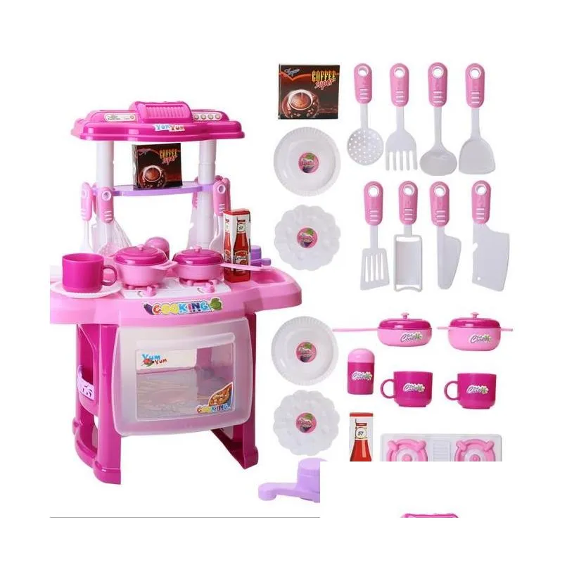 Kitchens & Play Food Wholesale- Kids Kitchen Set Children Toys Large Cooking Simation Model Play Toy For Girl Baby Drop Delivery Toys Dhqvk