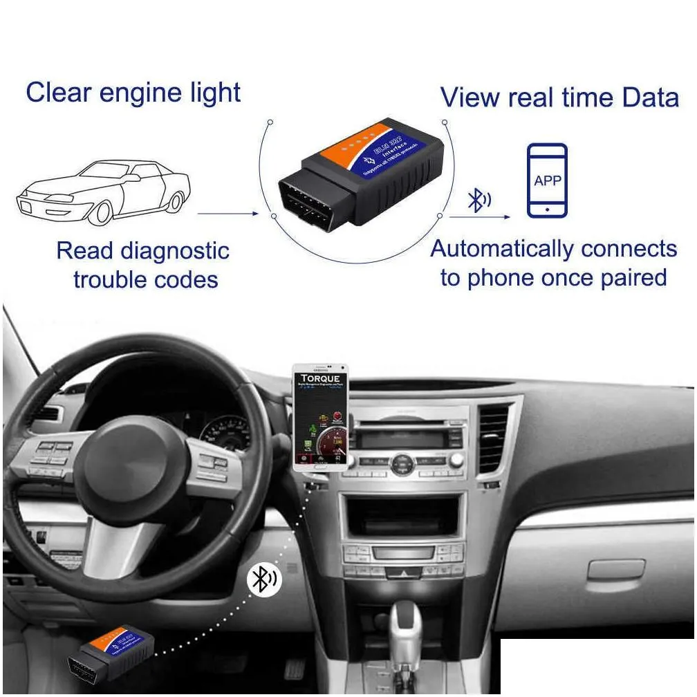 Diagnostic Tools New Obd2 Scanner Elm327 Car Diagnostic Detector Code Reader Tool V1.5 Wifi Bluetooth Obd 2 For Ios Android Scan Repai Dhmkd