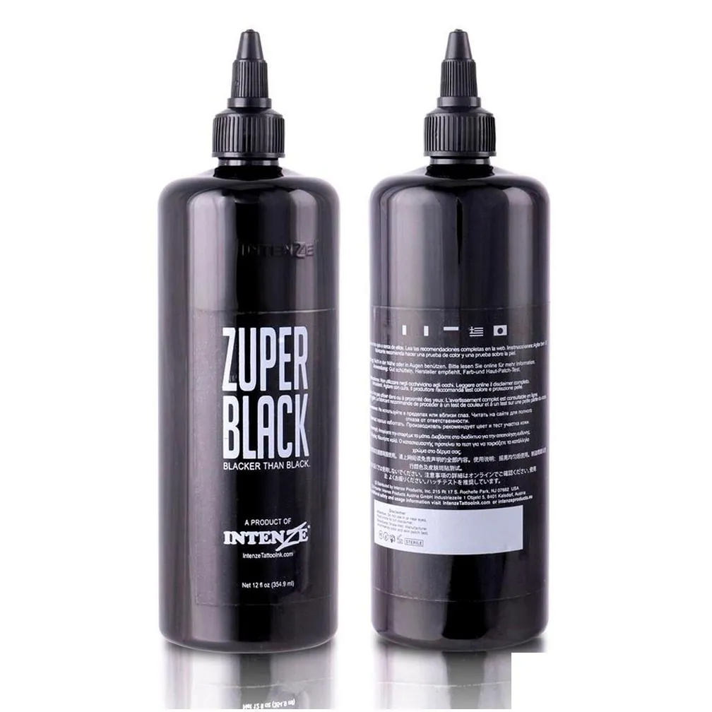 Tattoo Inks Permanent Tattoo Bottle Zuper Black Ink Pigment 12Oz 360Ml Tool Drop Delivery Health Beauty Tattoos Body Art Dhgin