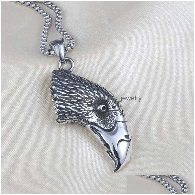 Pendant Necklaces Stainless Steel  Necklace Pendant Bird Hip Hop Necklaces For Men Chain Fashion Fine Jewelry Drop Delivery Jewel Dhjjy