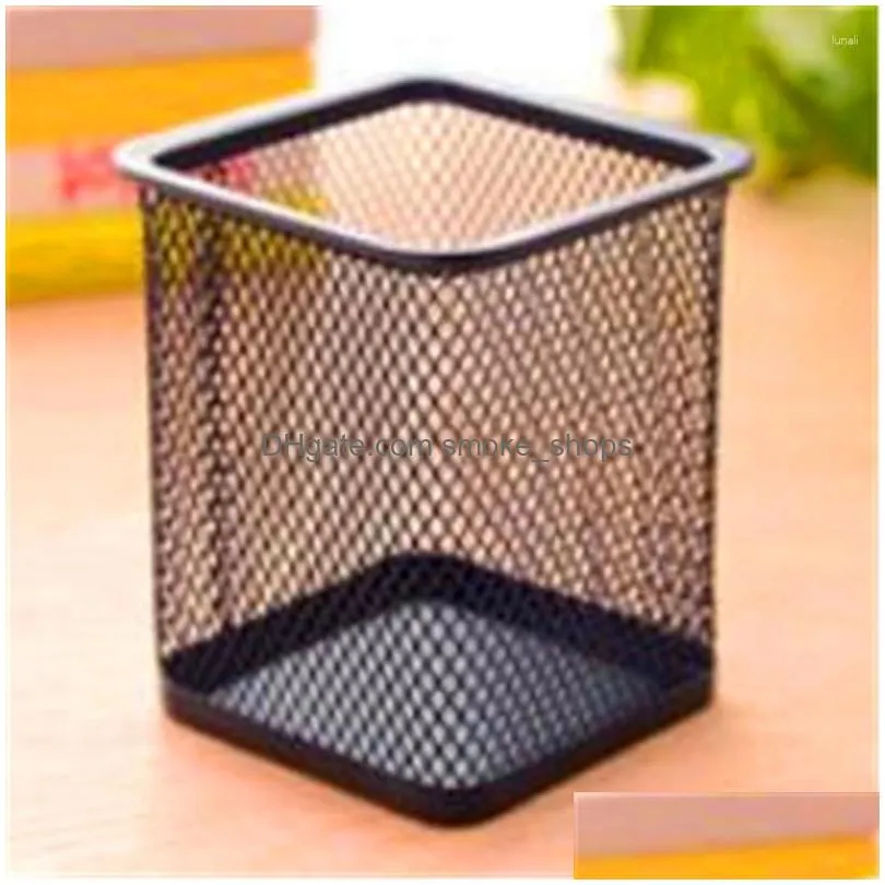 Storage Bags Pencil Holder Office Desk Metal Mesh Square Pen Pot Cup Case Container Organiser Durable Students Drop Delivery Home Ga Dh4Wl