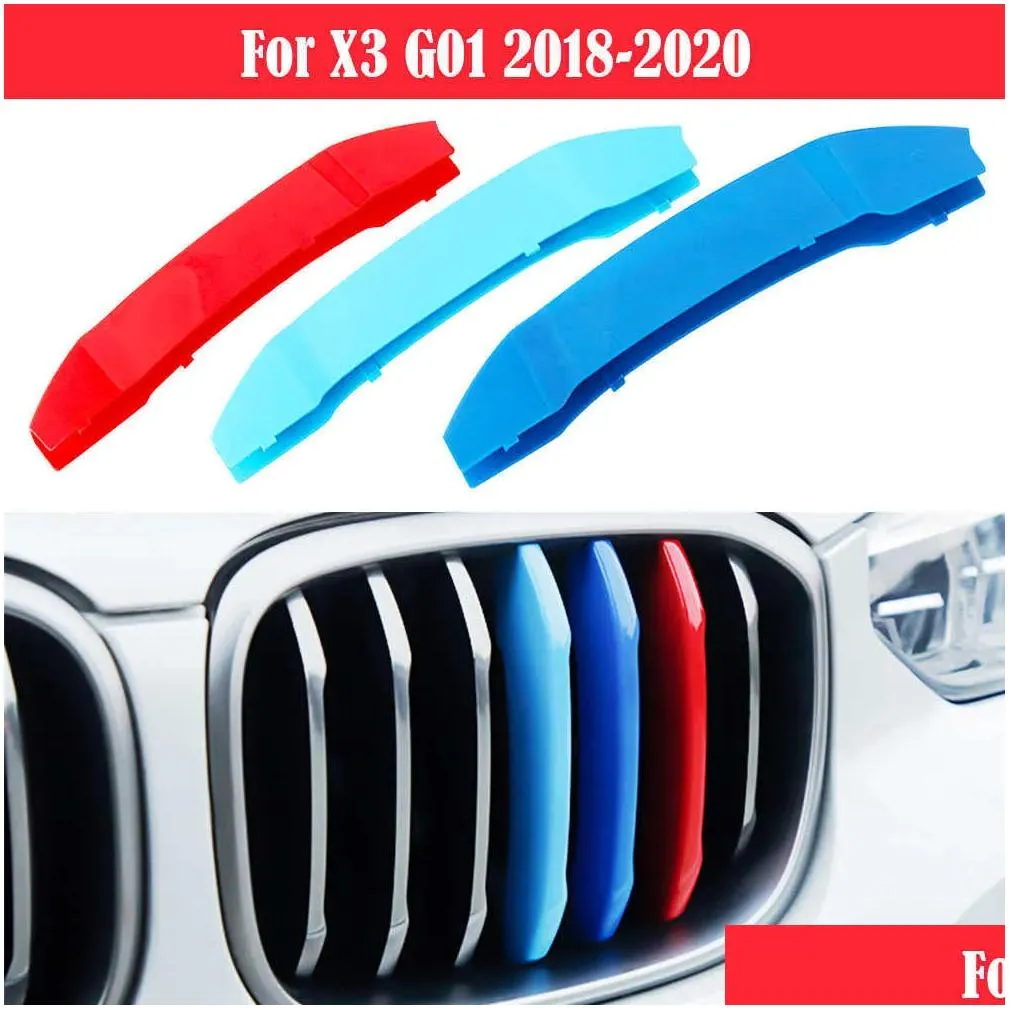 Other Interior Accessories New 3Pcs Car Racing Front Grille Trim Strips For X3 G01 - M Power Performance Grill Accessories Drop Delive Dhyms
