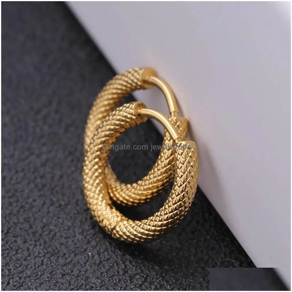 Hoop & Huggie Stainless Steel Hoop Earrings For Women Punk Hypoallergenic Titanium Hie Ear Jewelry Party Gift Drop Delivery Jewelry E Dhcrg