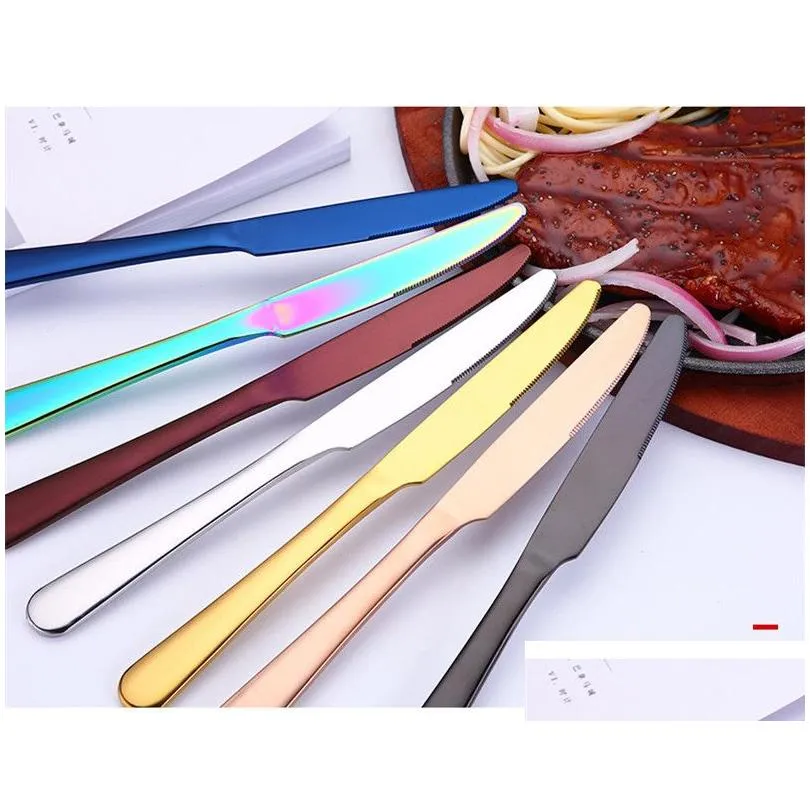 Dinnerware Sets 16Pcs Shiny Cutlery Sets Wedding Tableware Sierware Travel Set Copper Rosy Forks Knives Spoonsdrop 220317 Drop Deliver Dh59V