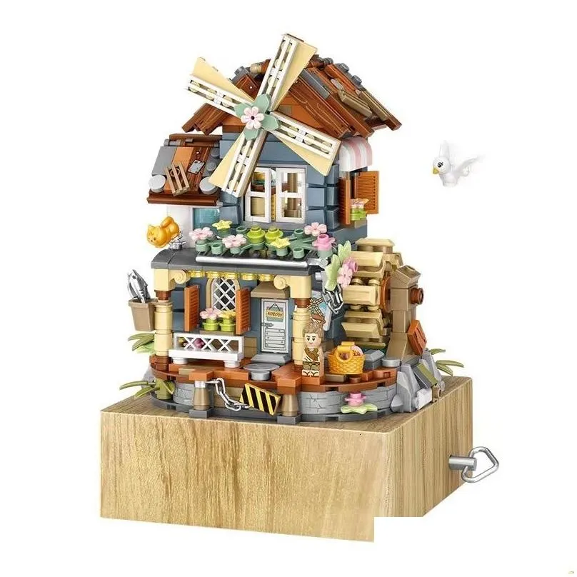 Blocks Loz 1239 Mini Building Childrens Toys Diy Girl Gift Music Box China Windmill House 230710 Drop Delivery Dhcbc