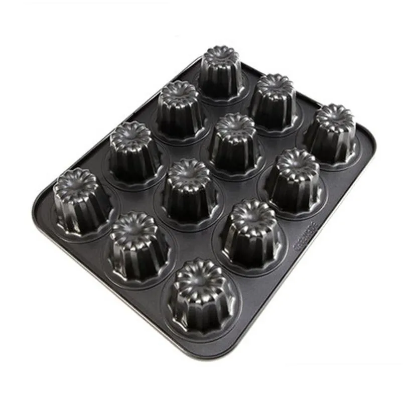 Candles Carbon Steel 12 Cavity Non-Stick Cannele Bordelais Fluted Mod Pudding Mold Cupcake Muffin Baking Pan Kitchen Drop Delivery Dht1C