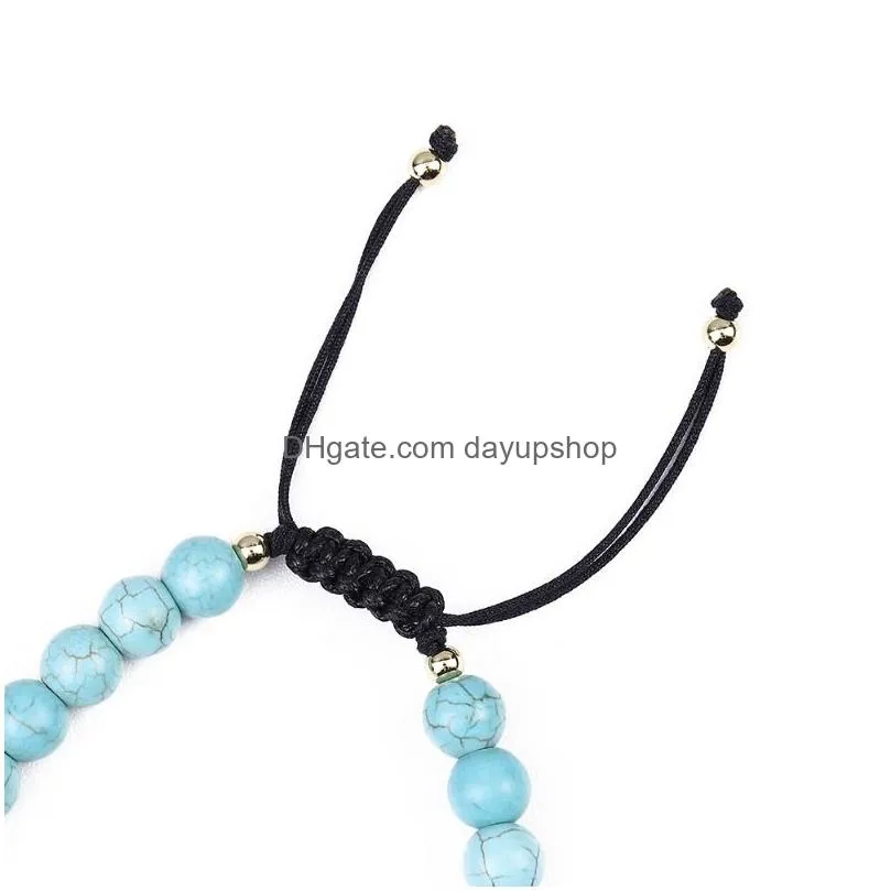 Chain Turquoise Eye Charm Bracelet Buddha Adjustable Stone Beaded Bracelets Wristband For Women Fashion Jewelry Drop Delivery Jewelry Dhxez