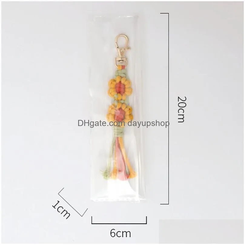 Key Rings Bohemia Tassel Diy Bag Hangs Keychain Flower Chrysanthemum Pendant Cotton Rope Keyring Fashion Jewelry Drop Delivery Jewelr Dhqhs