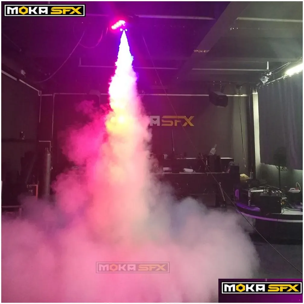 Fog Machine&Bubble Machine New 24X3W Rgb Led Fog Hine Dmx Spraying Vertical Smoke 1500W Stage Effect Fogger For Party Club Halloween D Dhgrq