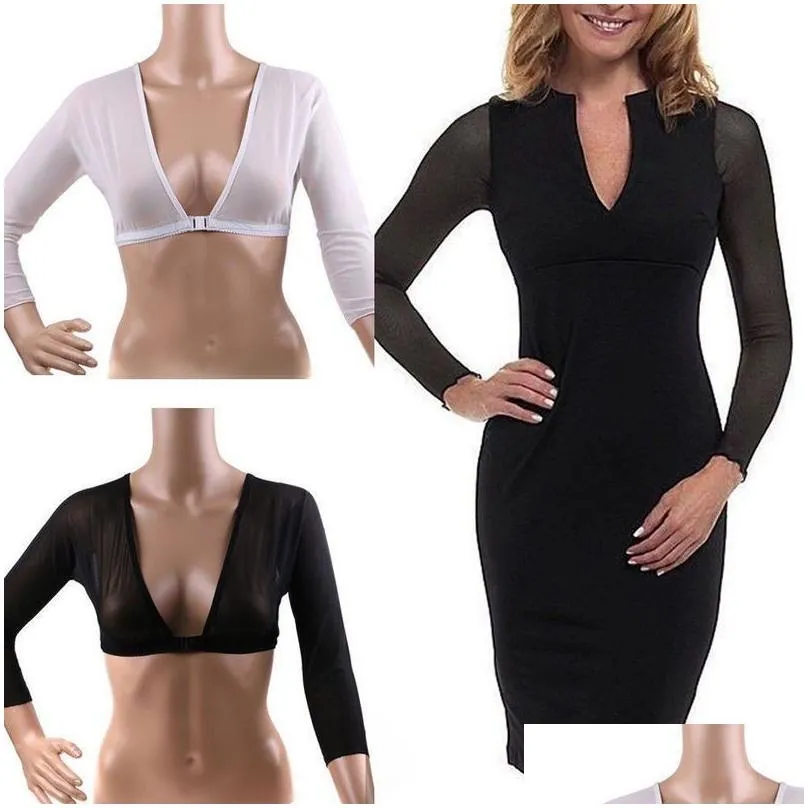 Waist & Tummy Shaper Invisible Seamless Arm Shaper T-Shirt Compression Mesh Chest Slim Upper Top Shapewear Black White Drop Delivery H Dhwcr