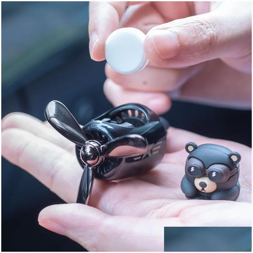 Car Air Freshener Aromatherapy Pilot Rotating Propeller Outlet Fragrance Flavor Bear Accessories Drop Delivery Dhxep