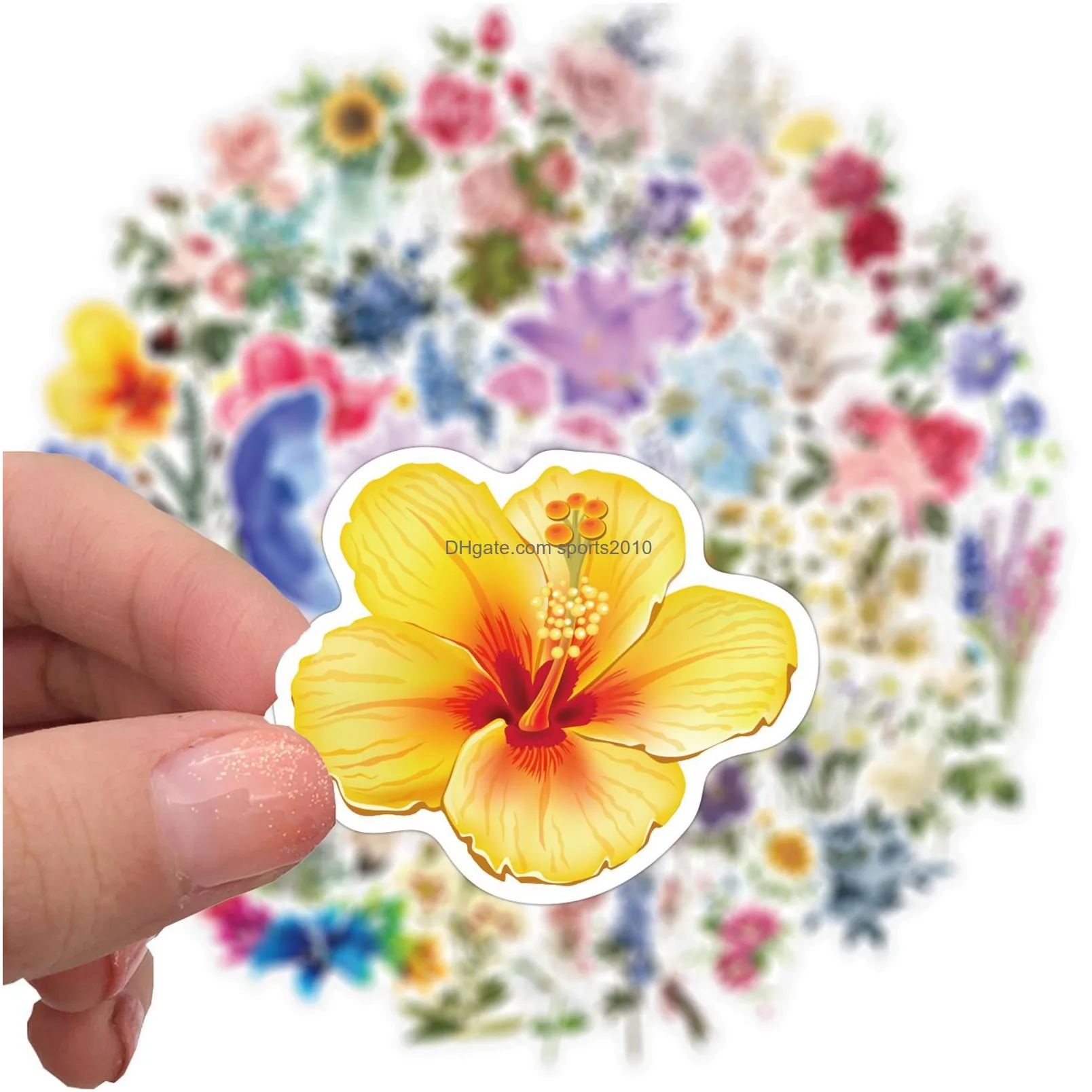 Car Stickers 50Pcs Ins Style Beautif Flowers Stickers Pack Nonrandom Car Bike Lage Sticker Laptop Skateboard Motor Water Bottle Drop D Dhrow