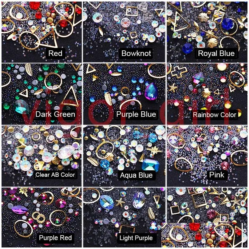 Nail Art Decorations New Diamond 3D Rhinestones Stones Mixed Colorf Decals With Nails Curved Tweezer Crystals Top Quality Drop Delive Dh6Ab