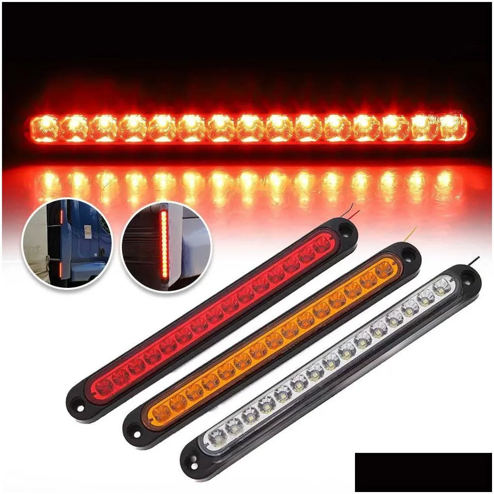 Other Interior Accessories New 15 Led Trailer Brake Tail Light Bar Stop Turn Lights Waterproof Assembly Strip Red For Marine Boats Gol Dhb6X