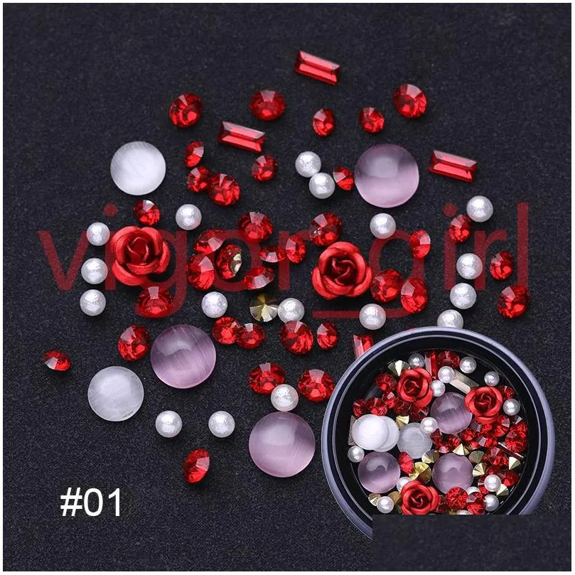 Nail Art Decorations New Diamond 3D Rhinestones Stones Mixed Colorf Decals With Nails Curved Tweezer Crystals Top Quality Drop Delive Dh6Ab