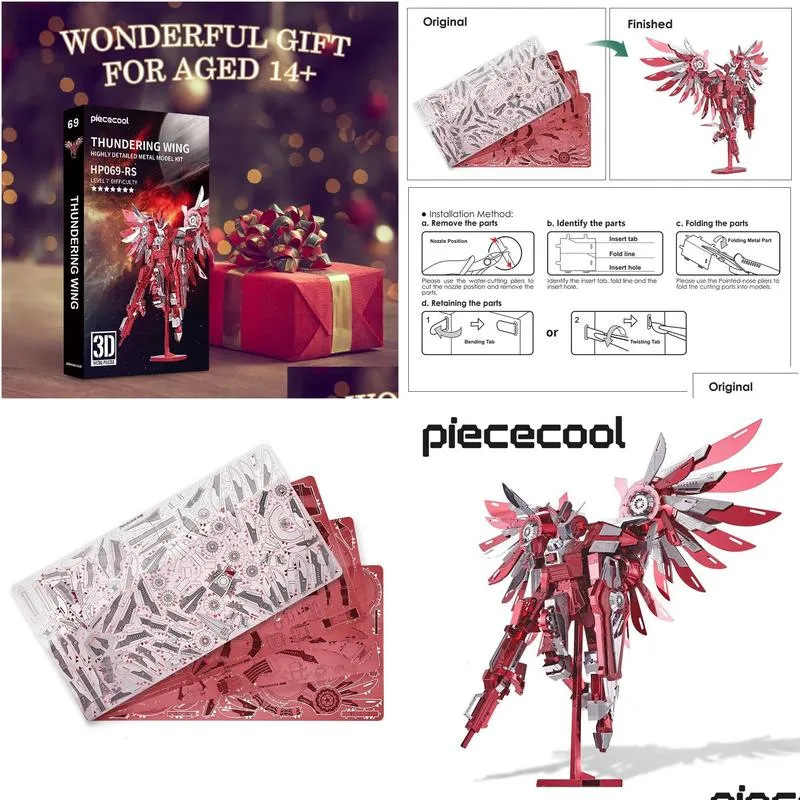 Blocks Piececool 3D Puzzle Metal Model Thundering Wing Building Kits Diy Toy For Adt Teen Gift 231016 Drop Delivery Dhpyq