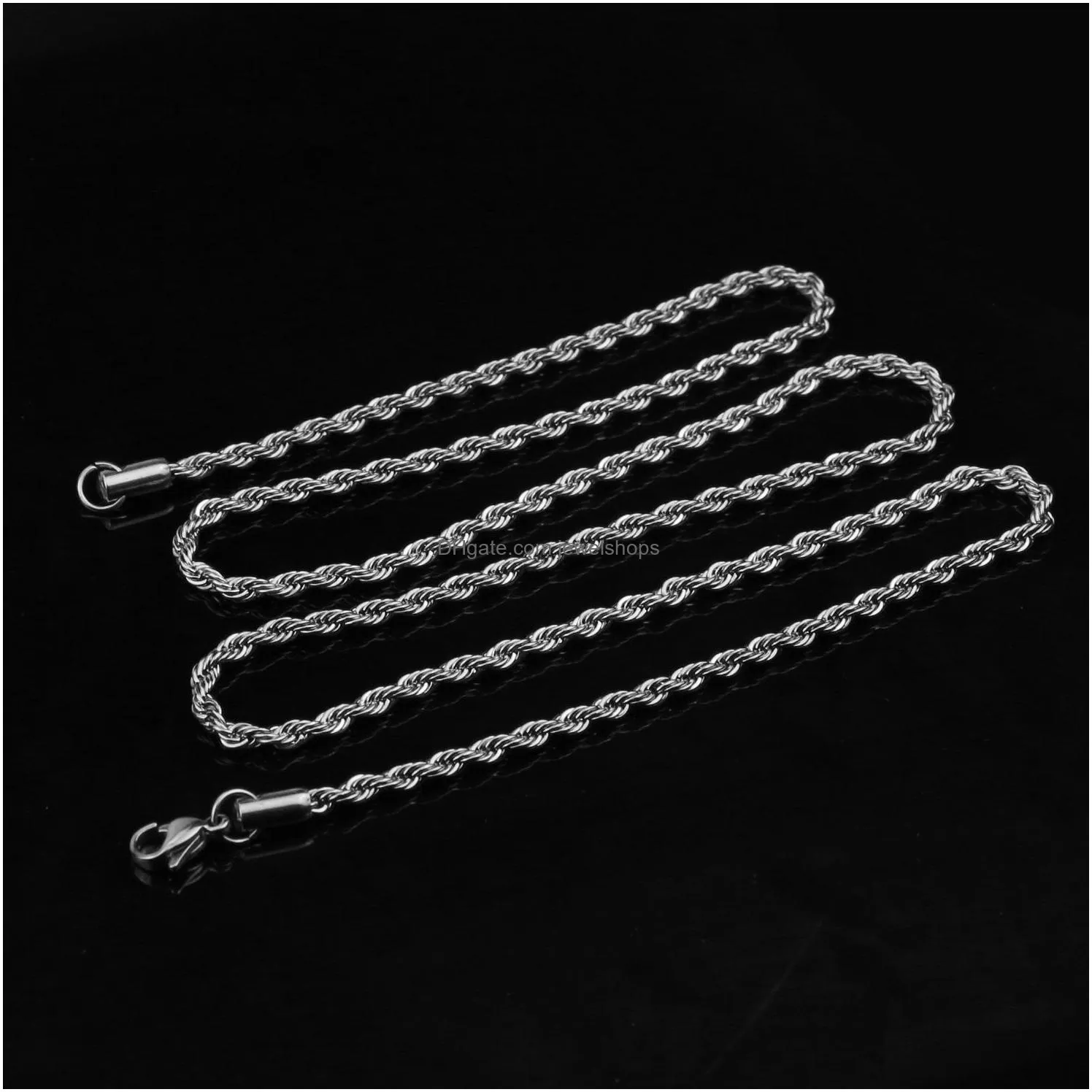 Chains 5-7Mm Stainless Steel Twisted Rope Gold Chain Necklaces For Men Women Hip Hop Titanium Thick Choker Fashion Party Jewelry Gift Dhqb3