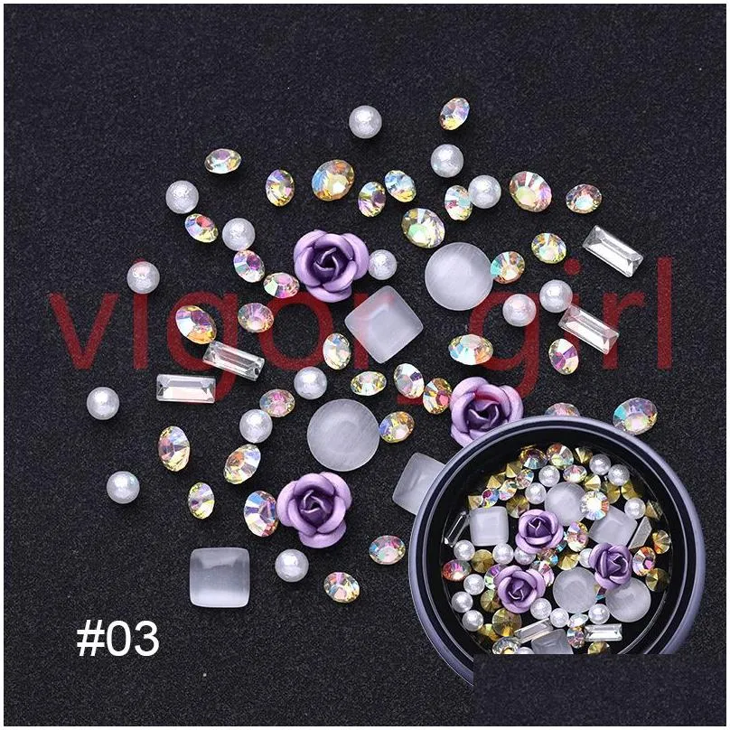 Nail Art Decorations New Diamond 3D Rhinestones Stones Mixed Colorf Decals With Nails Curved Tweezer Crystals Top Quality Drop Delive Dhmqs