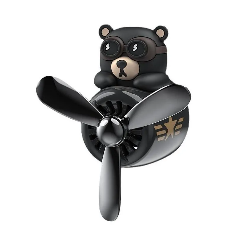 Car Air Freshener Aromatherapy Pilot Rotating Propeller Outlet Fragrance Flavor Bear Accessories Drop Delivery Dhxep