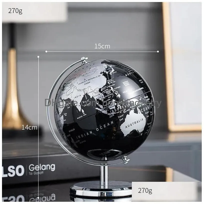 Decorative Objects & Figurines Retro World Globe Decoration Terrestrial Map Modern Home Decor Geography Education Office Desk Accessor Dh2F9