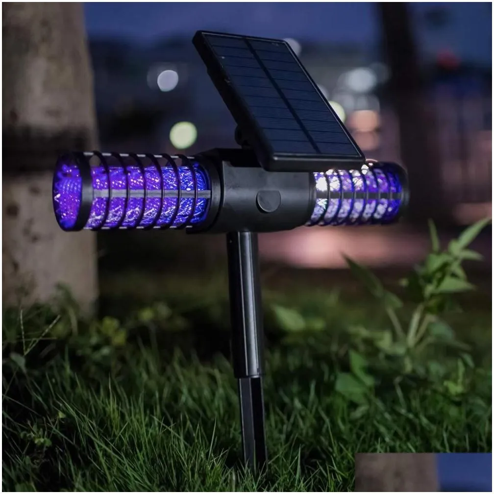 Led Multi-Functional Lights Brelong Outdoor Solar Mosquito Killer 15W Uv Trap Physical Absorption Electron Pocatalyst Lamp With Light Dhsqx