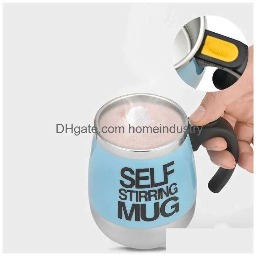 Mugs Electric Self Stirring Coffee Mug Cup Matic Mixing Spinning Stainless Steel Home Office Travel Mixer Milk Drop Delivery Home Gard Dhgk3