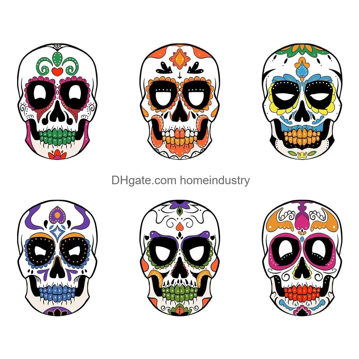 Party Masks 6Pcs Day Of The Dead Sugar Skl Mask Halloween Masquerade For Cosplay Mexican Costume Supplies 230721 Drop Delivery Dhv2W