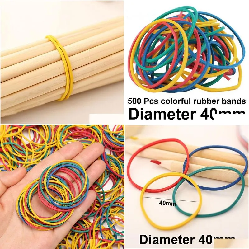 Pencil Cases Wholesale Pencil Cases 500 Pcs Color Rubber Bands Colorf Diameter 40Mm Band Rings Elastic Office Supply Stretchable Latex Dhiwx