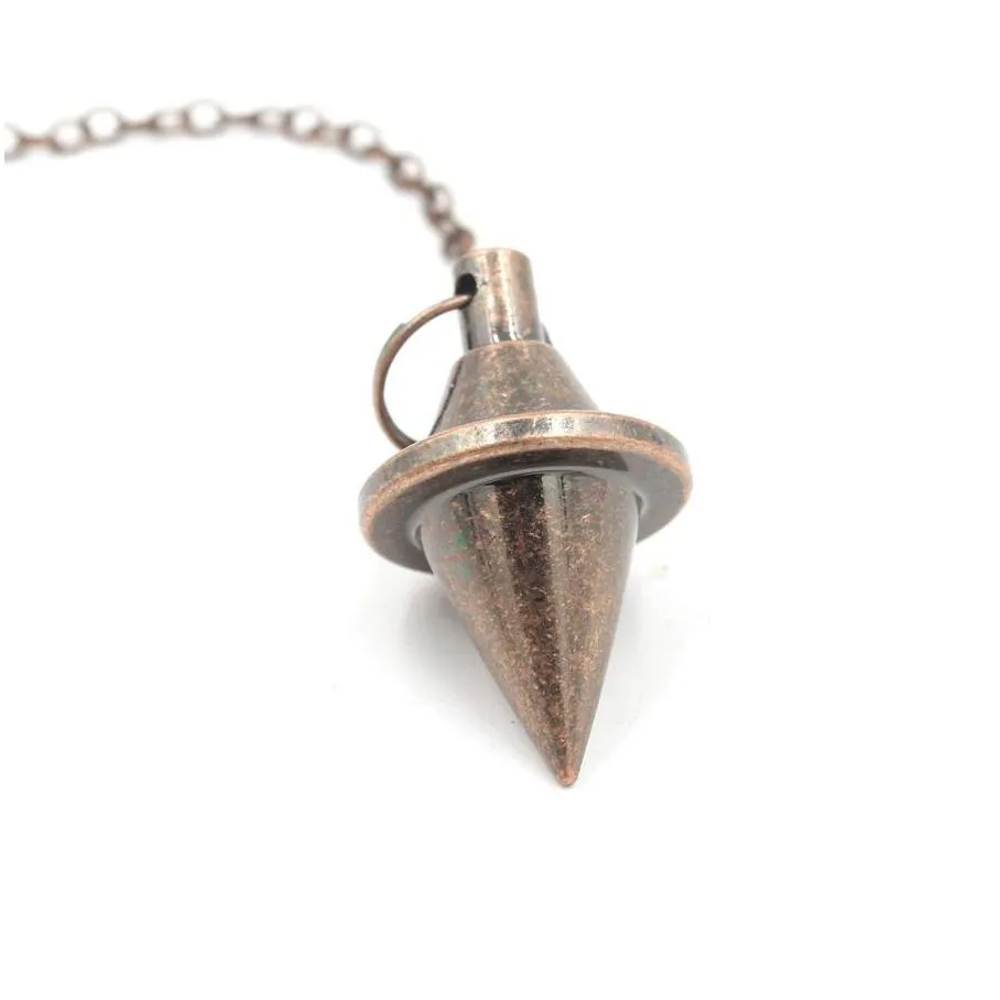 Pendant Necklaces Jln Brass Pendum Dowsing Pendant Nce Reiki Cone Copper Conical Charm For Men Women Divination Meditation Drop Delive Dhdvq