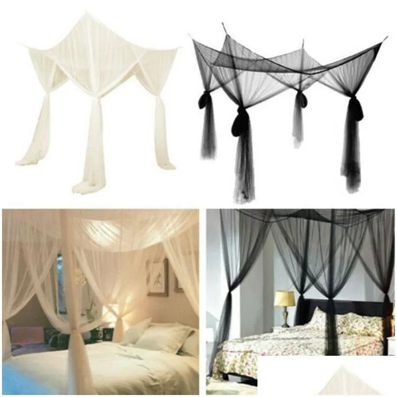 Mosquito Net Y Four Door Kingqueen Double Size Home Single Bed Prevent Insect Outdoor Square Grace White Canopy Drop Delivery Dhegk