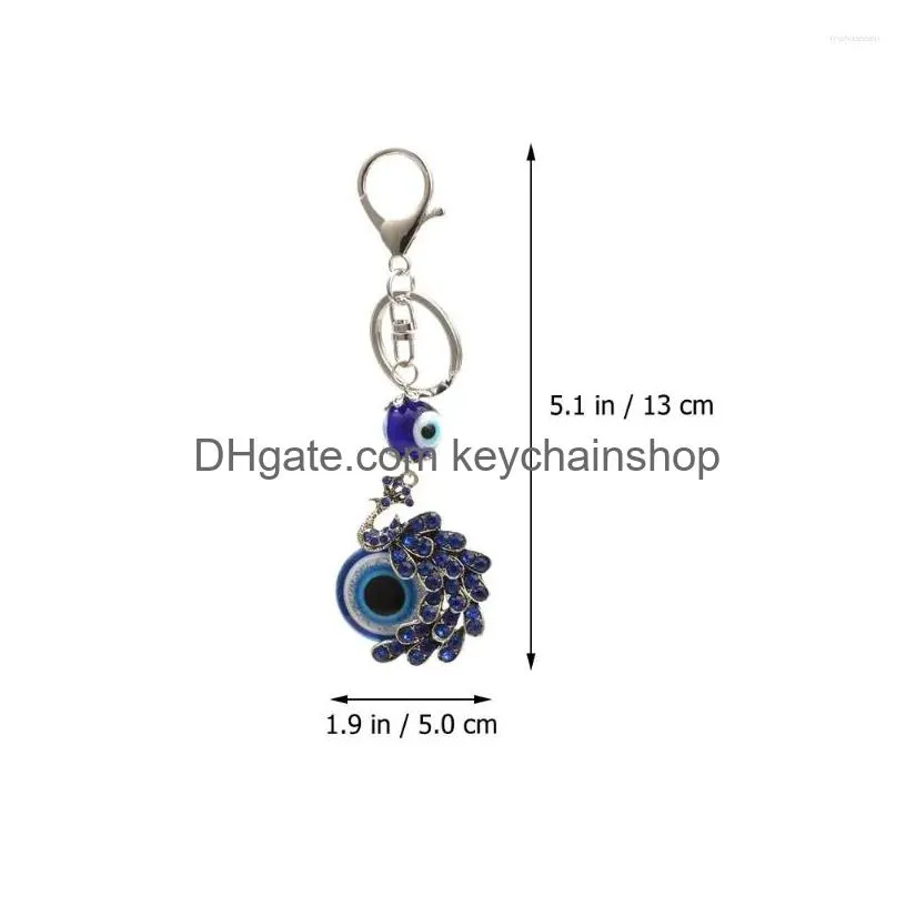Keychains & Lanyards Keychains Key Chain Keychain Pendant Male Bag Hanging Decor Peacocks Glass Evils Eye Pendants Drop Delivery Fash Dh7L6