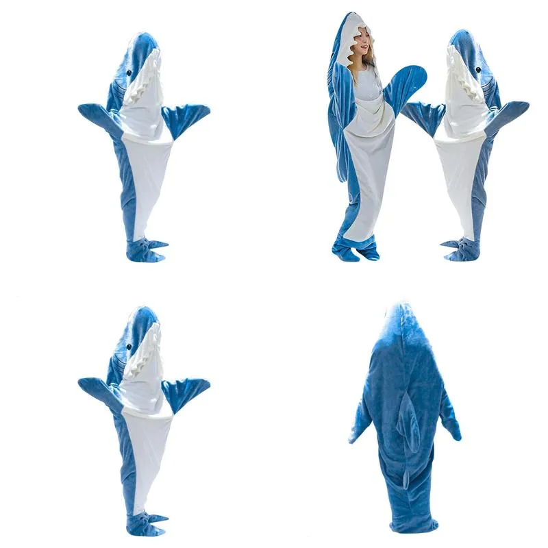 Blanket Soft Warm Shark For Adts With Hooded Design And Loose Jumpsuit 230809 Drop Delivery Dhgmf