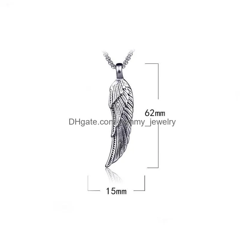 Pendant Necklaces Stainless Steel Feather Pendant Neacklaces Retro Men Nightclub Necklace Fine Fashion Jewelry Drop Delivery Jewelry N Dhqpb