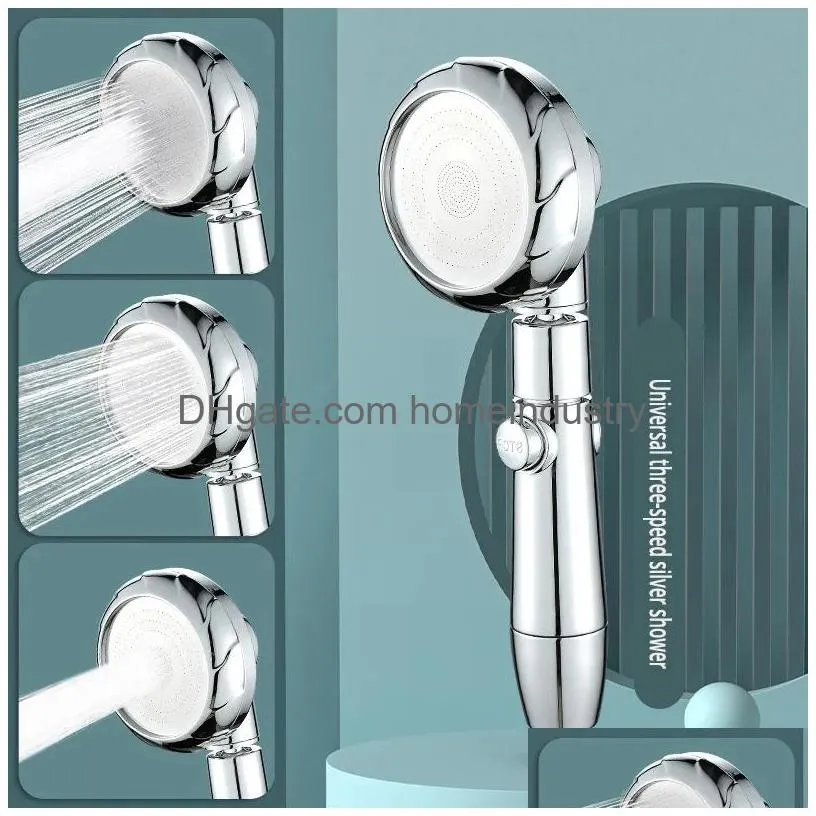 Bathroom Shower Heads 360 Rotated Rainfall Shower Head 3 Modes Adjustable High Pressure Water Saving Switch Button Accessories 220510 Dhuzg