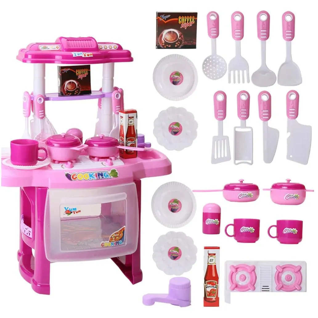 Kitchens & Play Food Kids Pretend Play Simation Kitchen Toys Set Cooking Game Miniature Food Mini Cookware Music Light Model Lj201211 Dhdyb