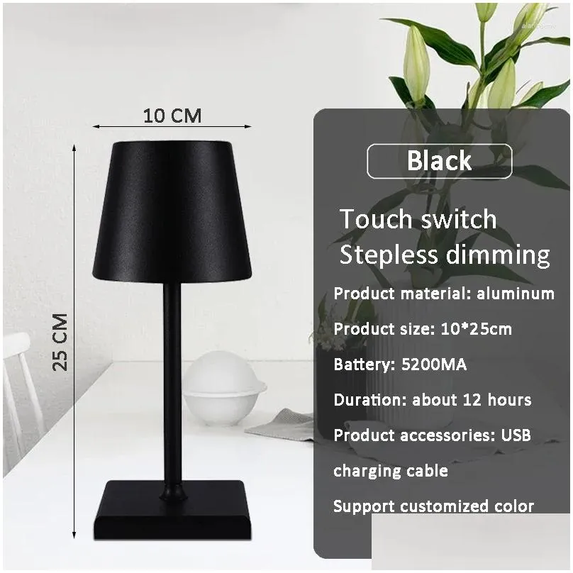Table Lamps Lamp Dimmable Wireless Rechargeable Desk Bedroom Night Bedside Light For Bar Coffee El Restaurant House Decoration Drop D Dhgbu