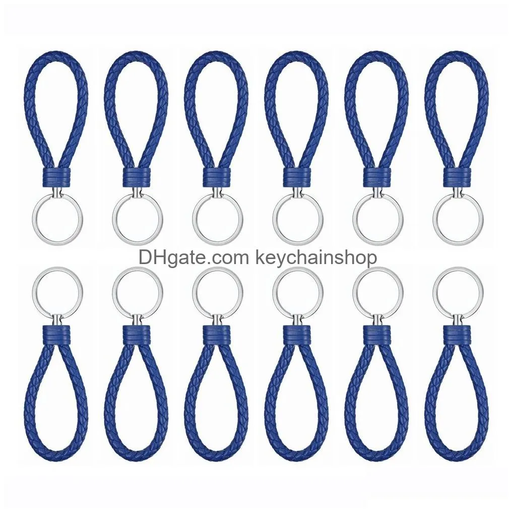 Keychains & Lanyards Fashion Braided Leather Rope Handmade Keychain Key Chain Ring Holder For Car Keyrings Men Women Keychains302X Dr Dhiuv